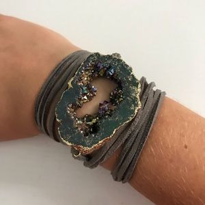 Grey Geode Wrap Bracelet